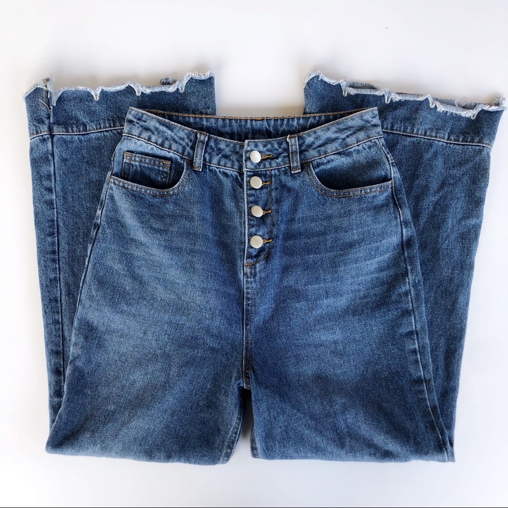 English Factory Super High Waist Crop Flare Jeans